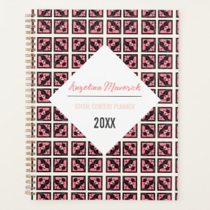 Élégant Carré noir et rose Fleurs Motif