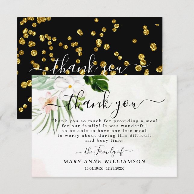 Élégant Carte de remerciements alimentaire Floral  (Devant / Derrière)
