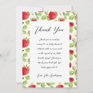 Elégant Carte de remerciements Baby shower fraise