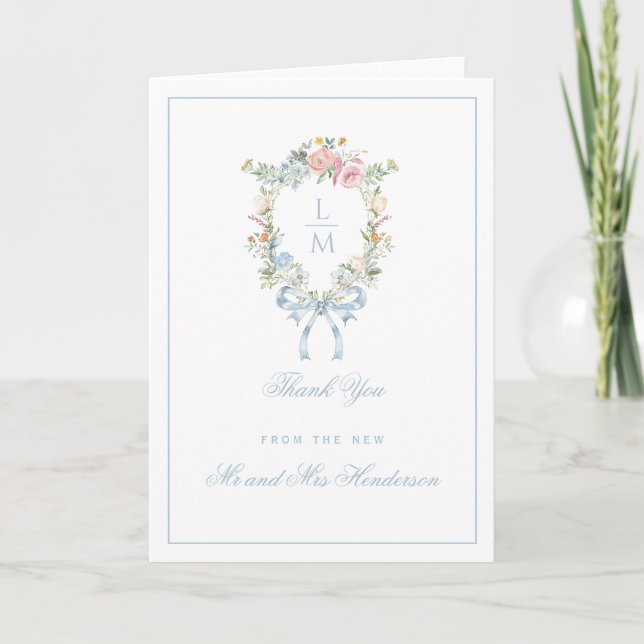 Élégant Carte de remerciements de couronnes floral (Devant)