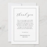 Élégant Carte de remerciements de deuil en plaine