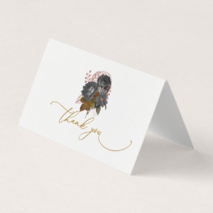 Élégant Carte de remerciements de Fleurs Noires