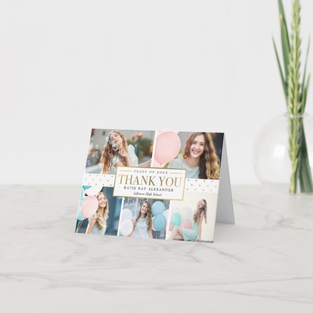 Élégant Carte de remerciements de graduation de ba (Devant)