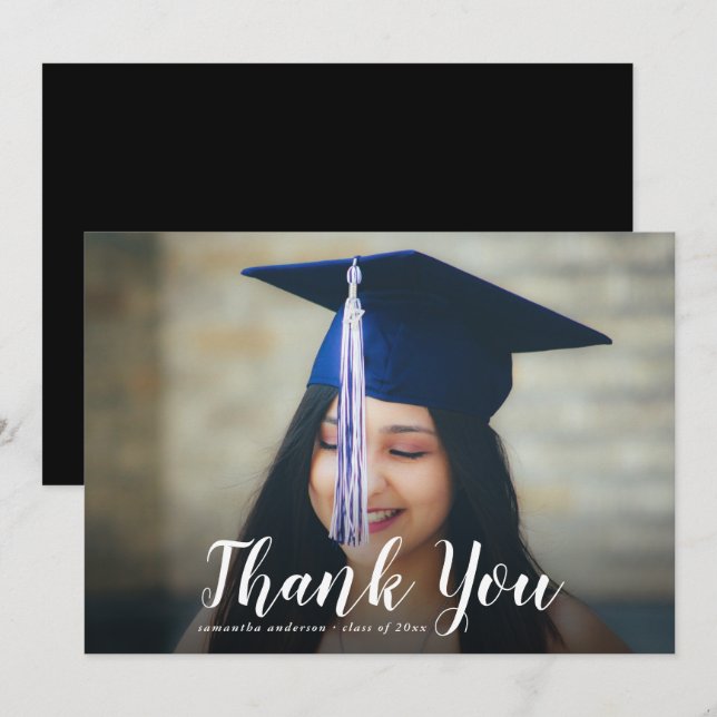 Élégant Carte de remerciements de graduation de sc (Devant / Derrière)