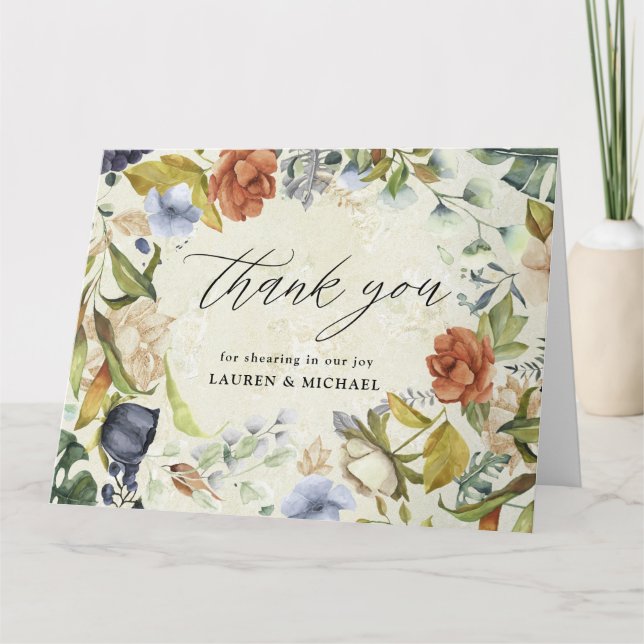 élégant carte de remerciements de photo à fleurs t (Devant)
