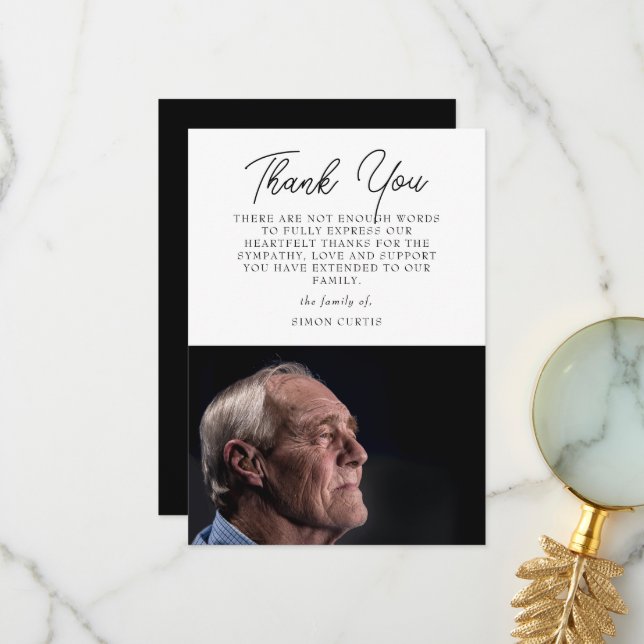 Élégant Carte de remerciements de script de Sympat (Devant/Arrière en situation)