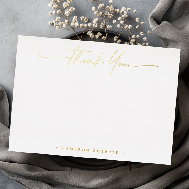 Élégant carte de remerciements en or ou en argent  (Elegant real gold or silver foil thank you card)