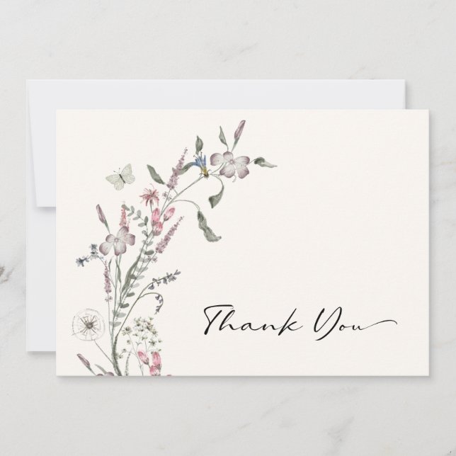 Élégant Carte de remerciements Fleur sauvage (Devant)