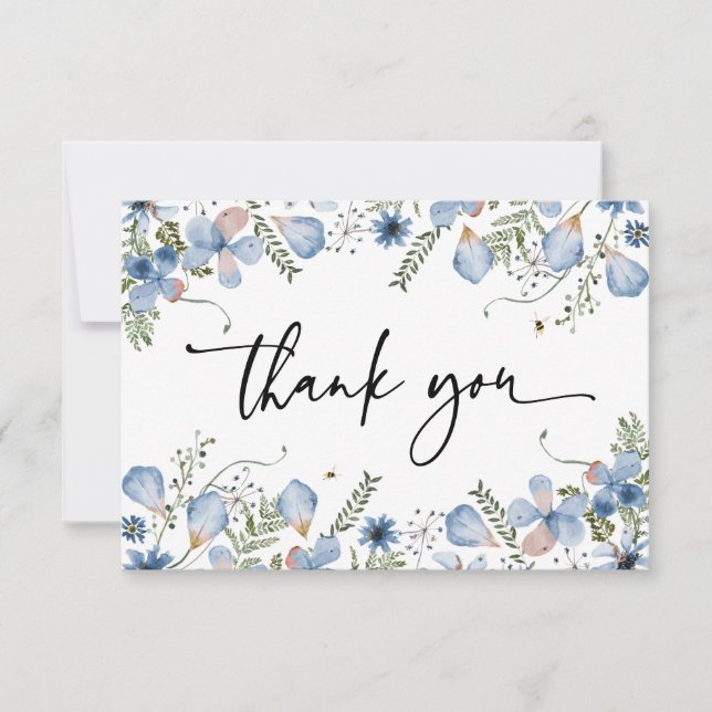 Elégant Carte de remerciements Fleur sauvage d'aqu (Devant)