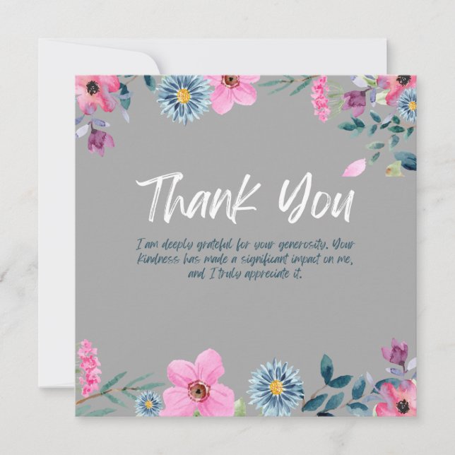 Élégant Carte de remerciements Floral (Devant)