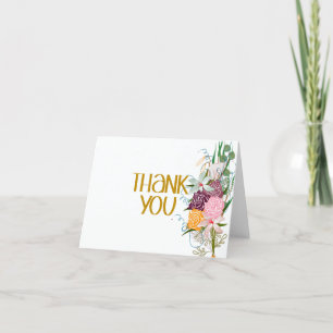 Élégant Carte de remerciements Floral Purple & Or