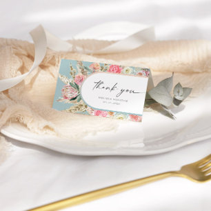 Élégant Carte de remerciements floral Turquoise de