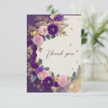 Élégant Carte de remerciements funéraire à fleurs