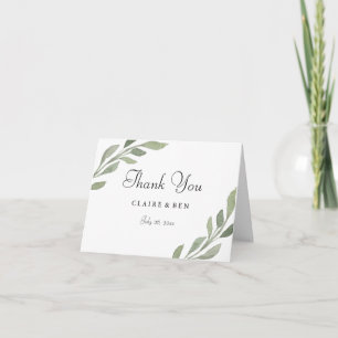 Elégant Carte de remerciements Mariage feuille ver