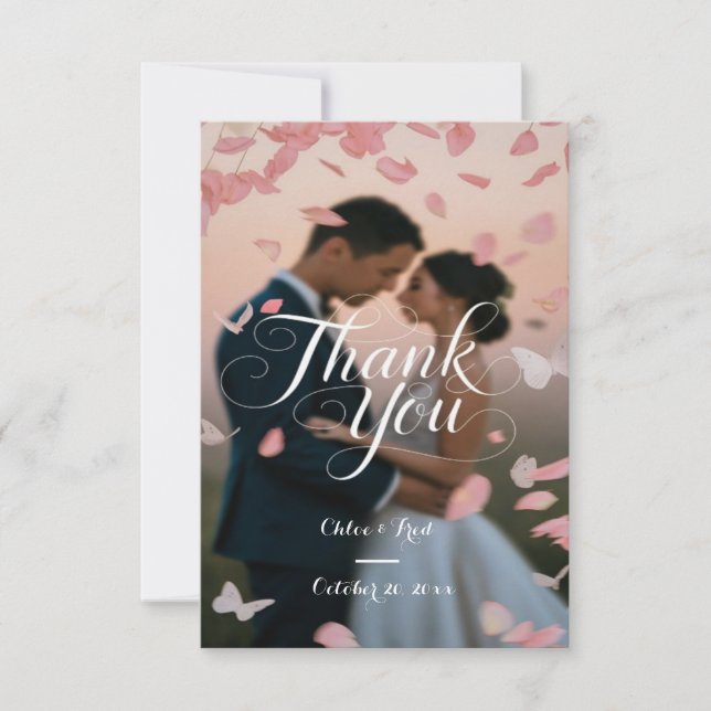 Élégant Carte de remerciements Mariage photo (Devant)