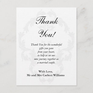 Élégant Carte de remerciements plat Mariage blanc/