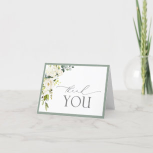 Élégant Carte de remerciements vert gris blanc