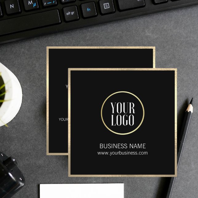 Élégant Carte de visite Black Gold | LOGO (Elegant Black Gold Business Card  LOGO)