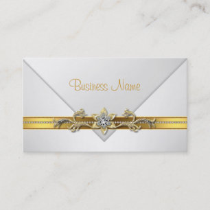 Elégant Carte de visite blanc bijou or Trim
