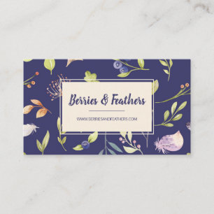 Elégant Carte de visite Boho Berries & Feathers
