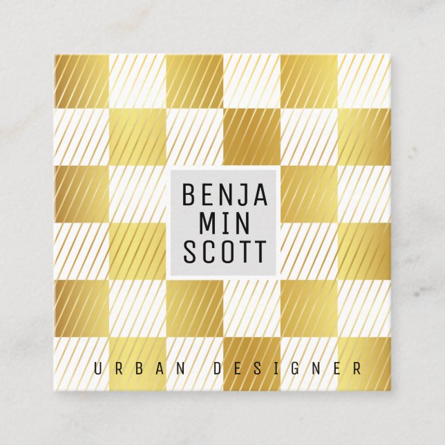 Élégant Carte de visite Carré or (Devant)