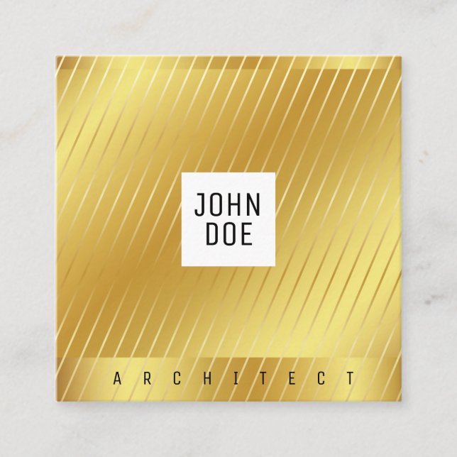 Élégant Carte de visite Carré or (Devant)