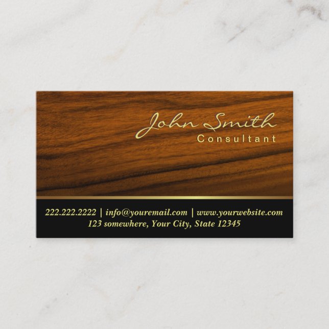 Élégant Carte de visite consultant en grains de bo (Devant)
