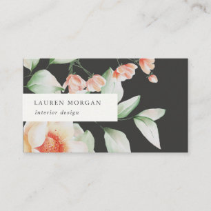 élégant carte de visite d'aquarelle fleurie d'été