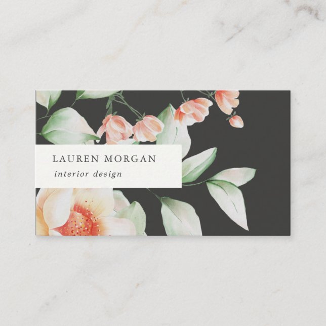 élégant carte de visite d'aquarelle fleurie d'été (Devant)