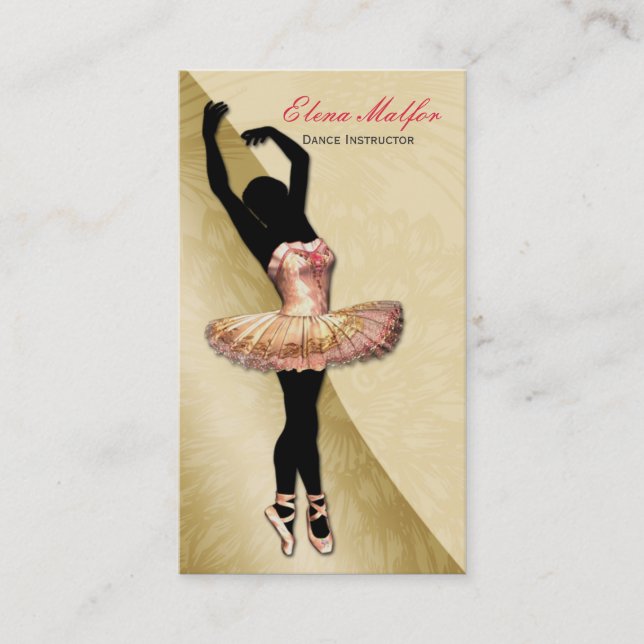 élégant Carte de visite de ballerine or somptueux (Devant)