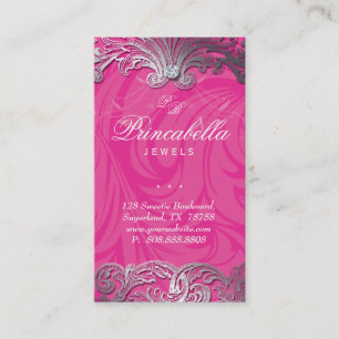 Élégant Carte de visite de bijoux Feuilles rose ar