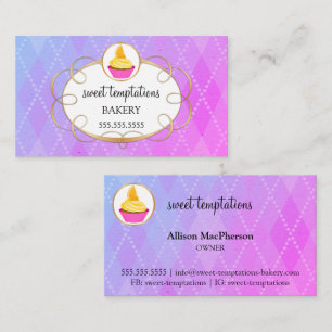 Élégant Carte de visite de boulangerie Cupcake