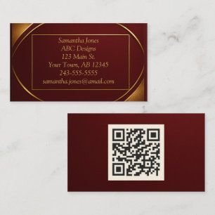 Élégant Carte de visite de code QR Red & Gold