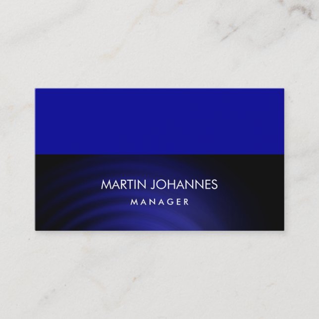 Élégant Carte de visite de couleur bleu élégant (Devant)
