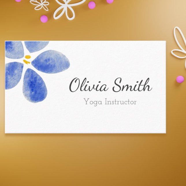 Élégant carte de visite de fleurs bleu aquarelle (Elegant blue watercolor flower business card)