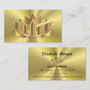 Élégant carte de visite de fleurs de lotus doré