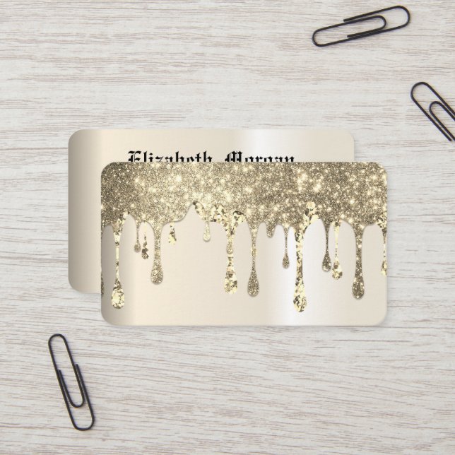 Élégant carte de visite de fleurs de lotus doré (Devant/Arrière en situation)