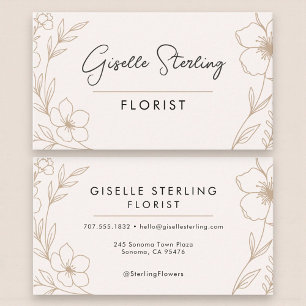 Élégant Carte de Visite de Floriste Botanique Rose