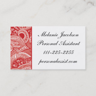 Élégant carte de visite de frontière Red Brocade