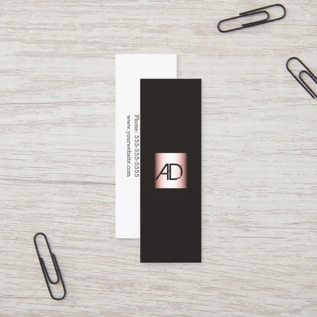 Élégant Carte de visite de maquillage de monogramm (Devant/Arrière en situation)