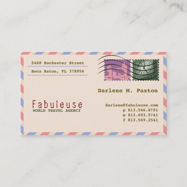 Élégant Carte de visite de voyage européen (Devant)