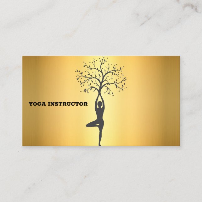 Elégant carte de visite de yoga doré pour vous aff (Devant)