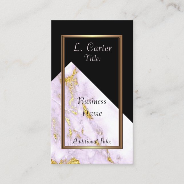Elégant Carte de visite en marbre blanc et or 4 (Devant)