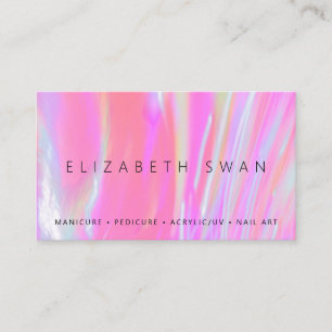 Élégant Carte de visite Holographique Pastel Rose