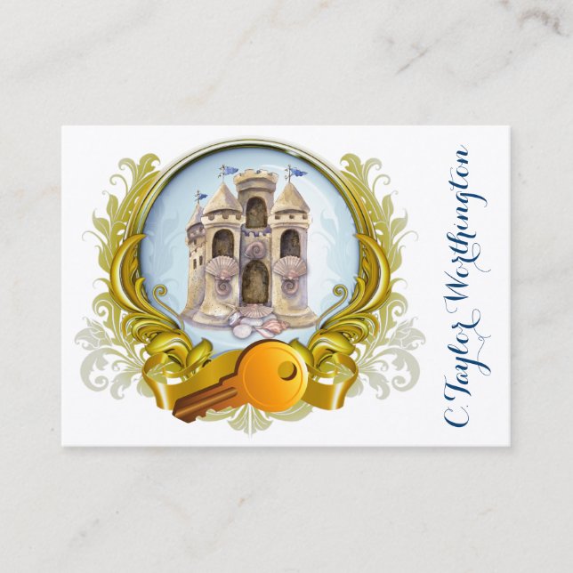 Élégant Carte de visite immobilier de plage (Devant)