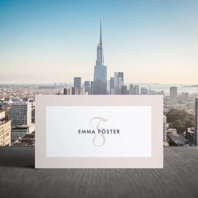 Élégant Carte de visite Monogram Coconut Cream Fra (Créateur téléchargé)