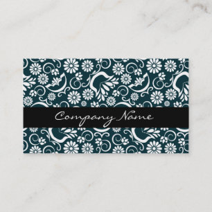 Élégant Carte de visite noir blanc floral