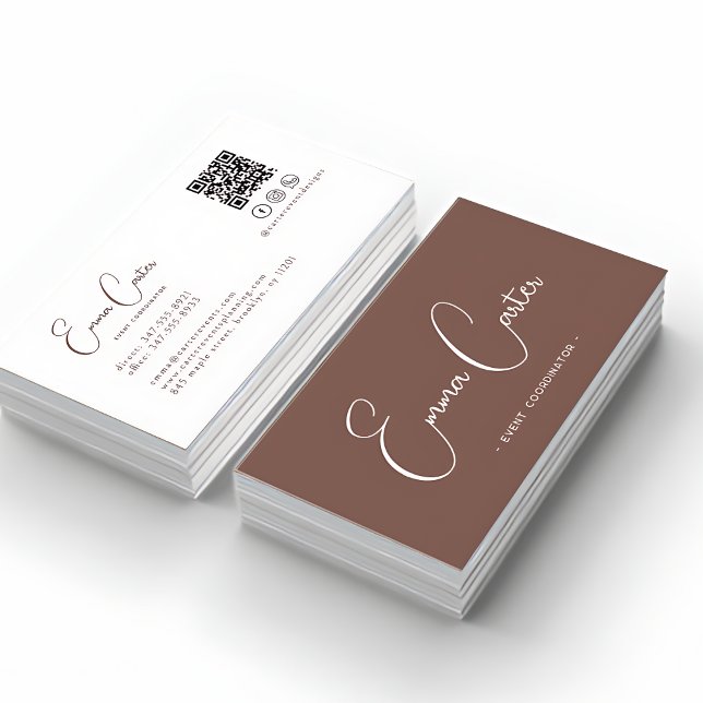 Élégant Carte de visite personnalisable en terre c (Elegant Terracotta Customizable Business Card)