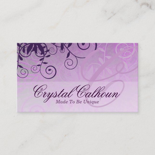 Élégant Carte de visite Personnalisé Purple Clair (Devant)