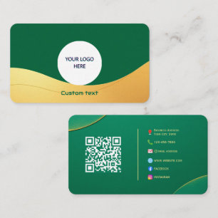 Élégant Carte de visite personnalisé vert et or av